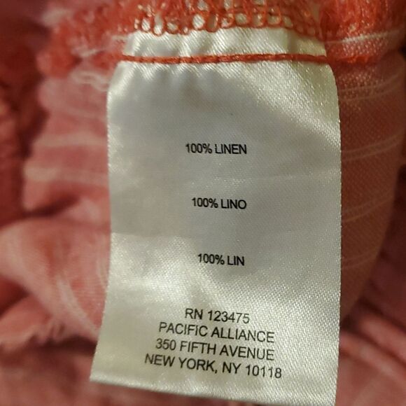 Ellen Tracy 100% Linen Pink White Stripes Elastic Waist Pull On Shorts - Picture 6 of 6